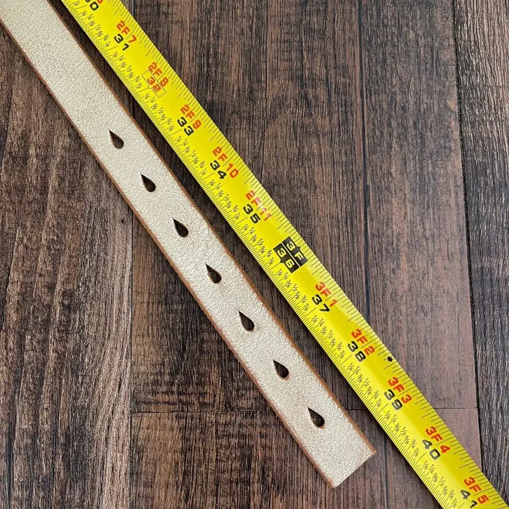 American Eagle Leather Belt Western Solid Brass Buckle USA Made Size Medium Gold